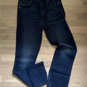MOTHER Men's Deep Indigo Straight Jeans with raw hem